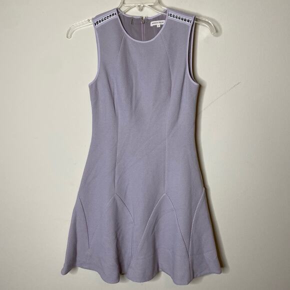 Rebecca Taylor Dress Sleeveless Textured Cutout Shoulder Lilac Purple Size 4 - Picture 2 of 7